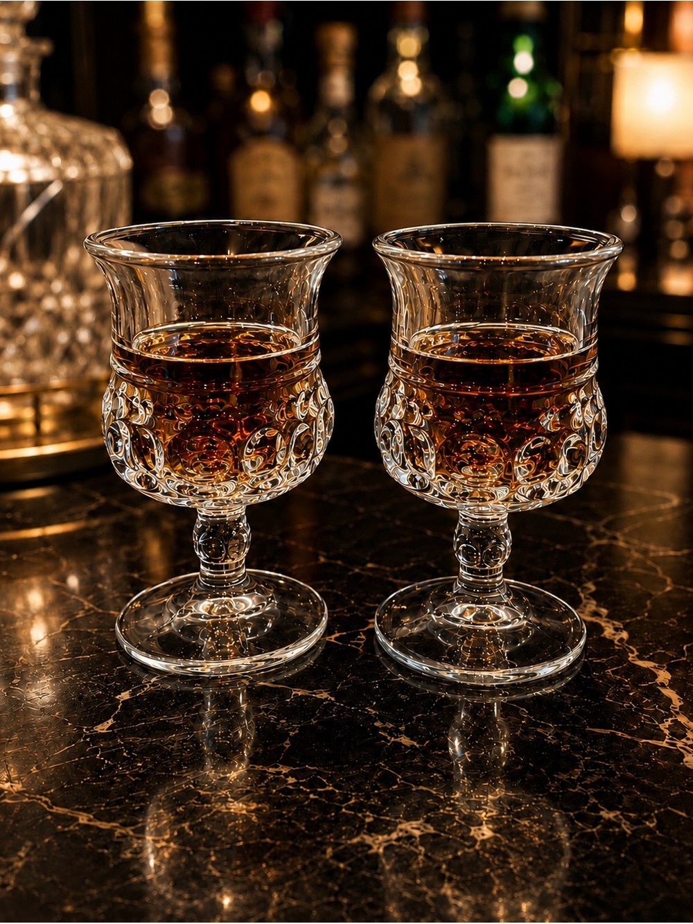 Vintage Thumbprint Glass Cordial Glasses Set of 2